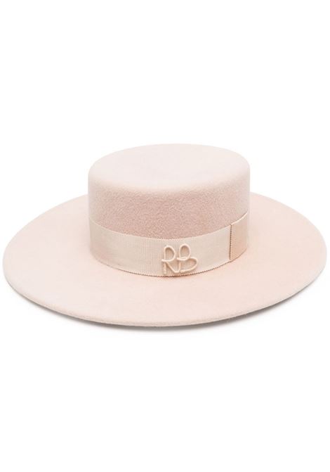 Beige logo-embroidered canotier hat Ruslan Baginsky - women